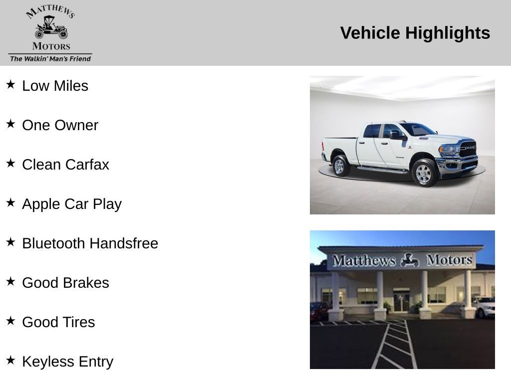 2024 RAM 2500 BIG HORN Crew Cab 4x4 Cummins 6.7L I6 Turbodiesel Crew Cab 4WD 6.7L Turbodiesel