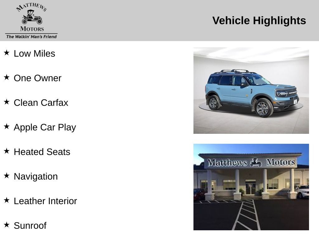 2023 Ford Bronco Sport Badlands 4x4 Premium w/ Nav & Sunroof