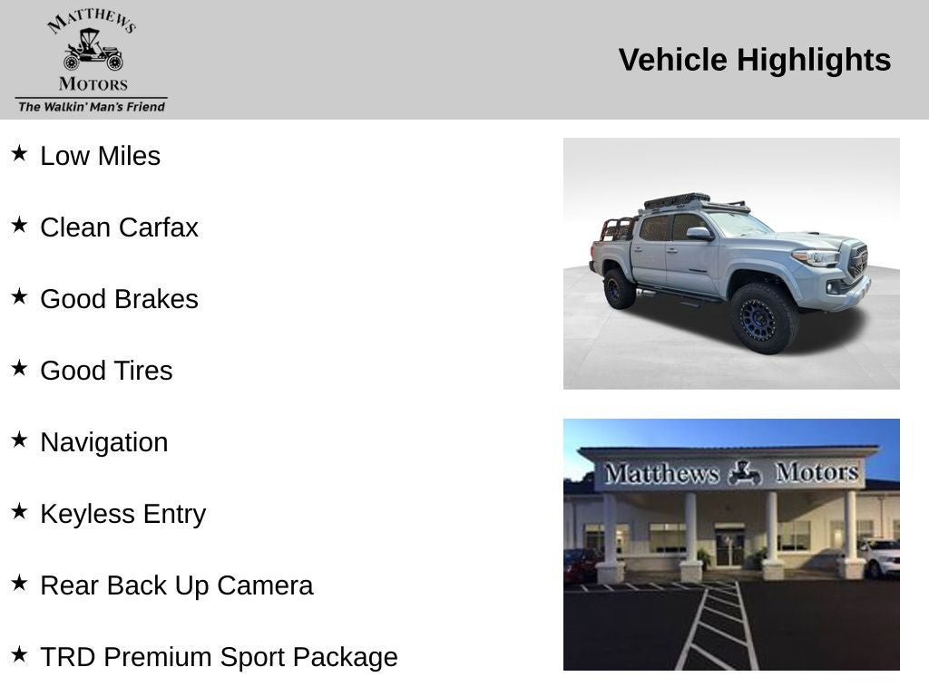 2019 Toyota Tacoma TRD Sport 4x4 V6 Double Cab w/ Nav V6